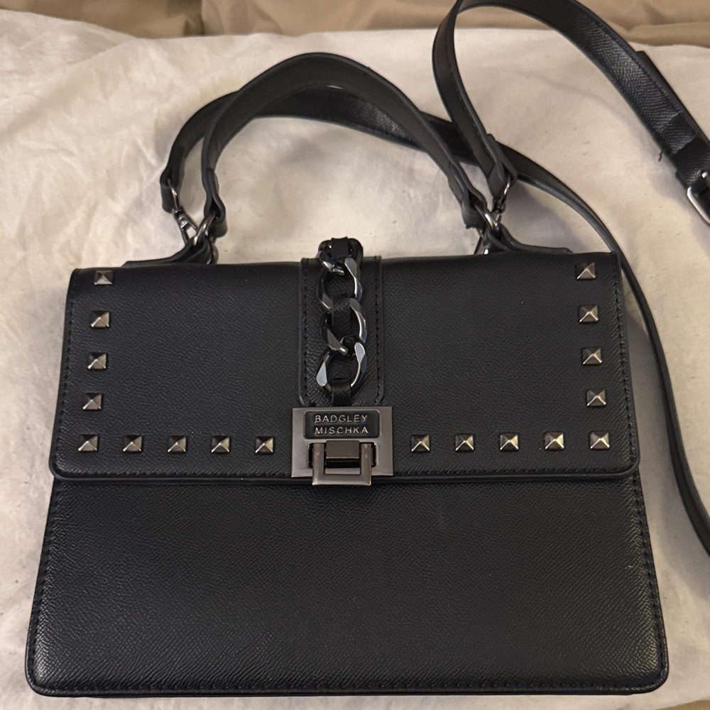 Badgley Mischka Black Studded Shoulder Bag